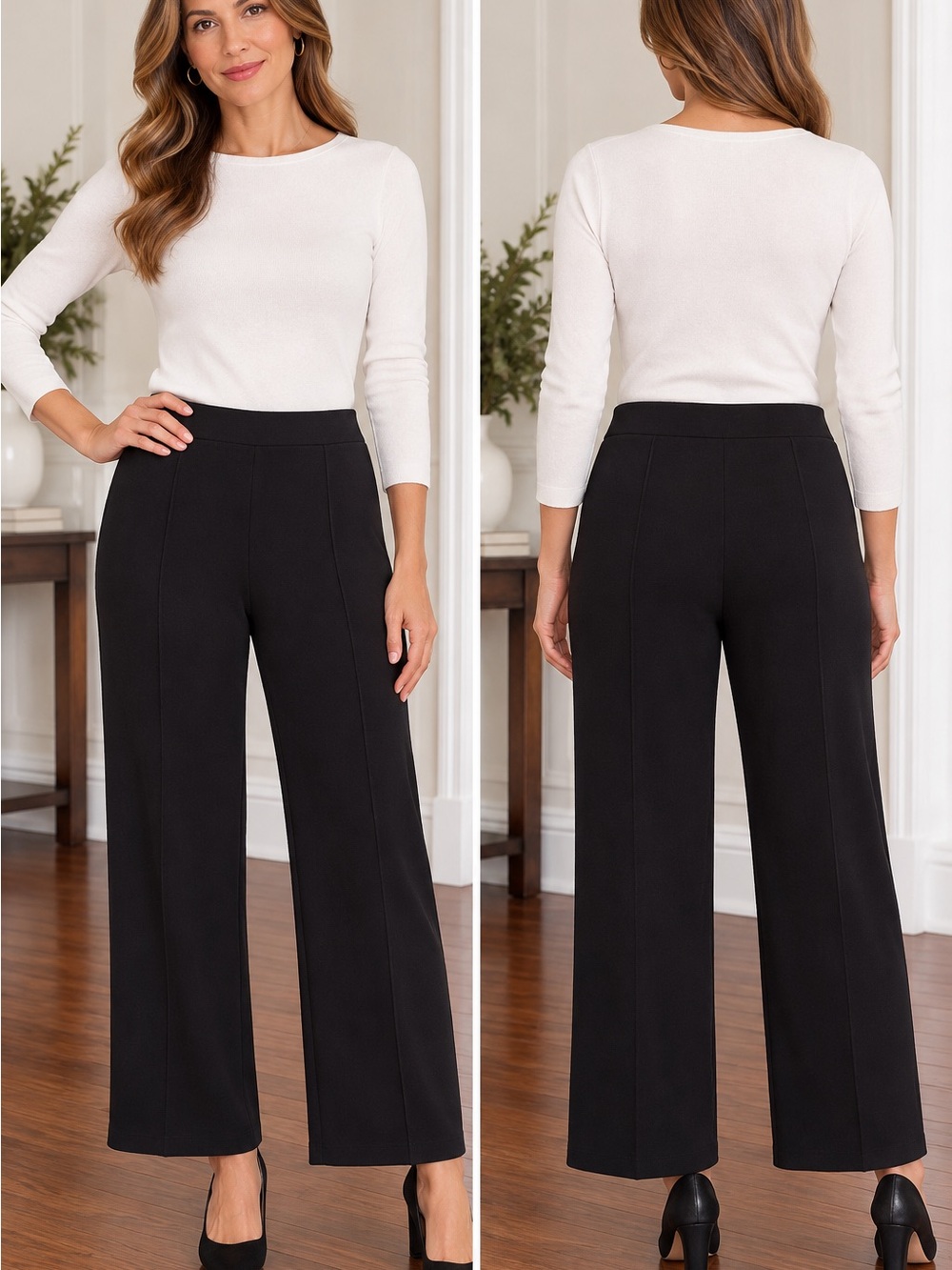 Misook Black Wide-Leg knit pants